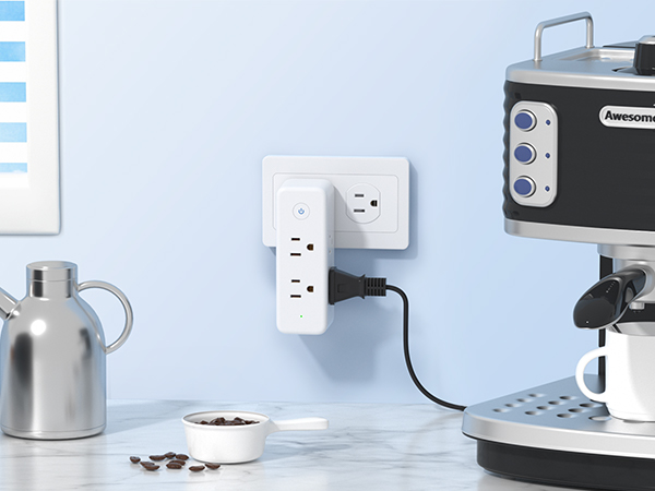 multi plug splitter with 360° rotating plug for kitchen