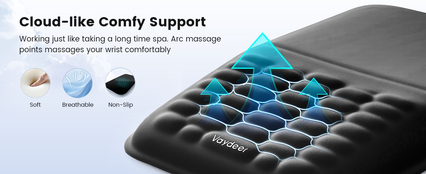 Ergonomic Mouse Pad &amp; Keyboard Wrist Rest Set Black, Soft Memory Foam Mouse Pad with Wrist Support