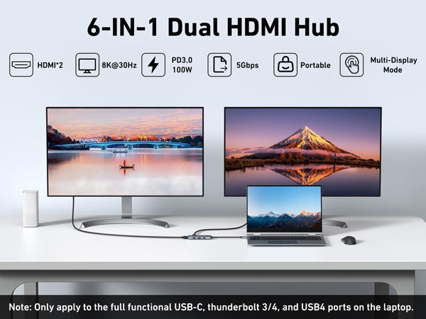 UB C hub dual hdmi