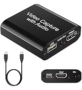 Video Capture Card with Audio, Capture Card with 4K HDMI Loop Out, 1080P 60FPS Video Recorder, Ca...