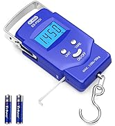 Dr.meter Fish Scale - PS01 110lb/50kg Backlit LCD Display Digital Scale with Built-in Measuring T...