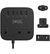European Travel Plug Adapter, FOVAL EU UK US Power Strip with USB C and 4 USB Ports, 3 AC Outlets...