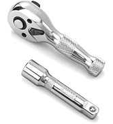 WRANIX Stubby 3/8" Drive Ratchet Wrench, 90T Mini Ratchet, Quick-Release Reversible with Cr-Mo He...