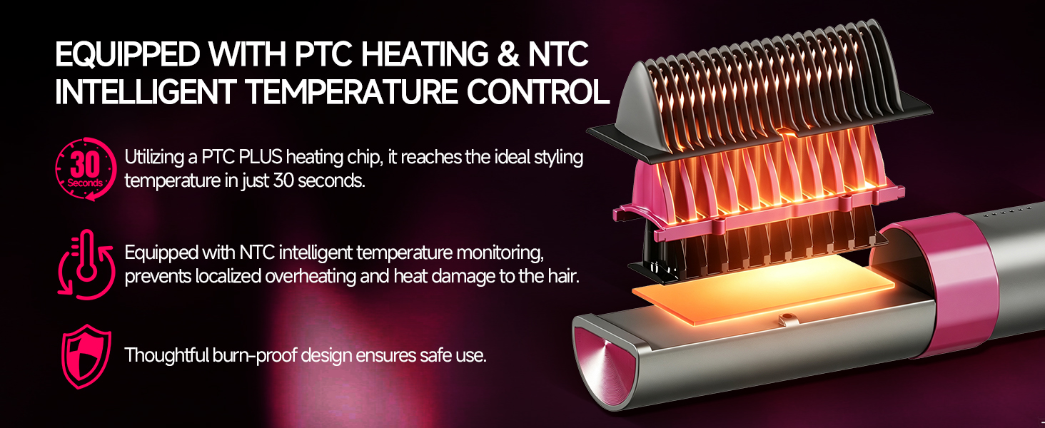 KSKIN Plasma Hair Straightener Brush, Ceramic Heated Straightening Comb