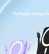 Text reads 'Portable design'. Partial view of black and white device or product with blue circular element visible against light blue background.