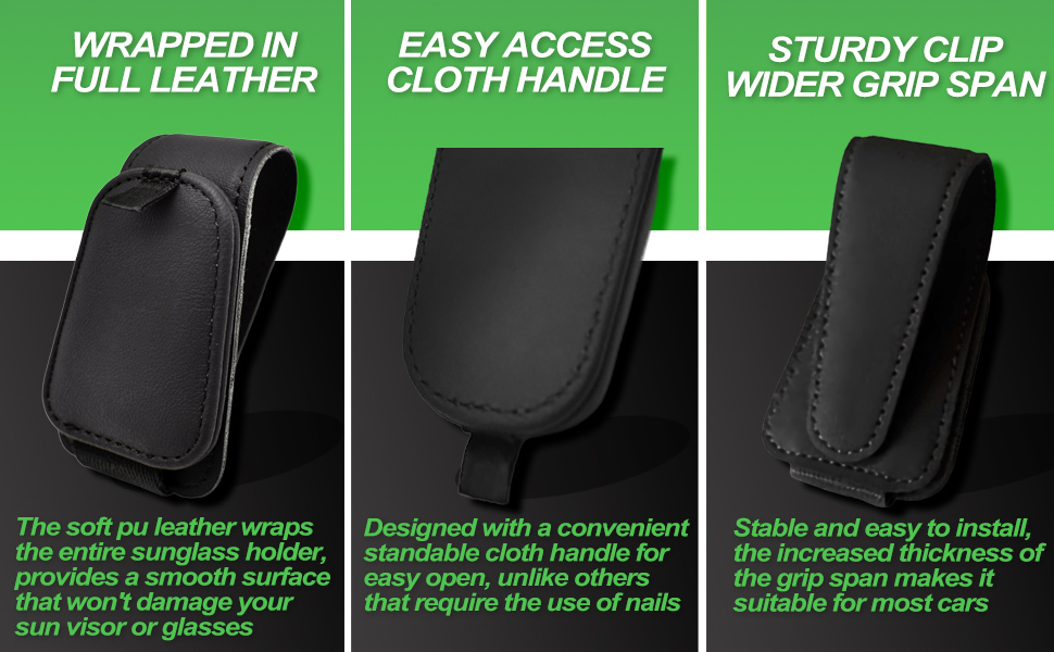 Teoenix Upgraded Leather Sunglass Holder for Car Sun Visor-2