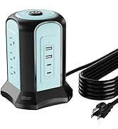 Power Strip Tower Surge Protector, SUPERDANNY Desktop Charging Station, 10 Ft Extension Cord, 9 O...