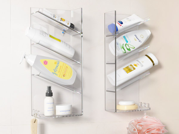 clear shower shelves