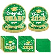 200Pcs Graduation Plates and Napkins - Congrats Grad Class of 2026 Themed Tableware Set Serves 50...