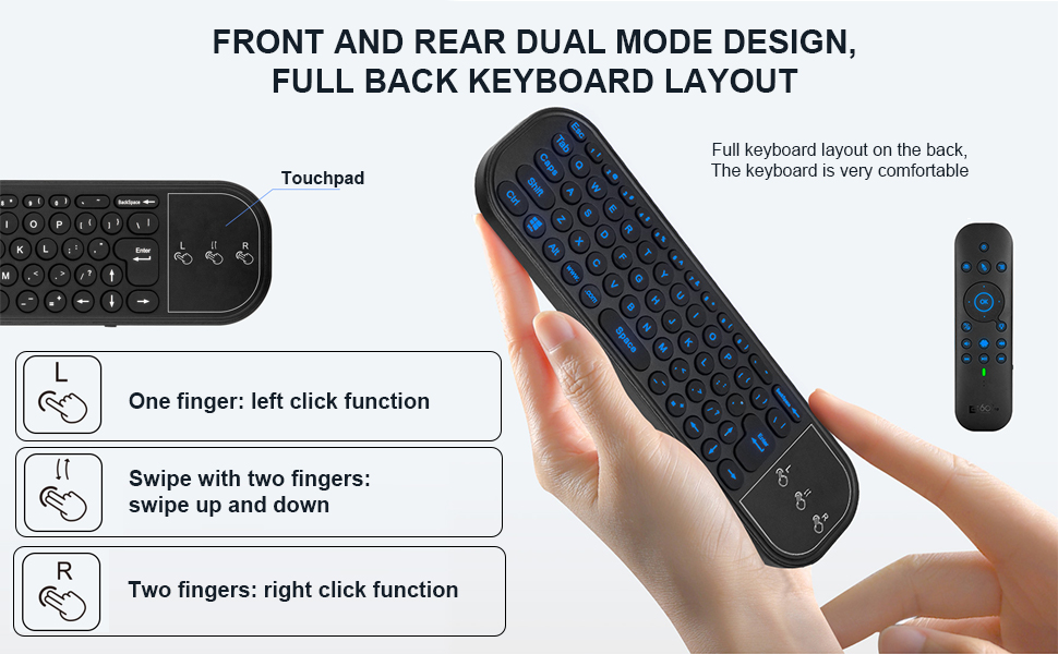Remote Control with Keyboard and Mouse Function Universal Rechargeable Streaming Devices TV Audio 