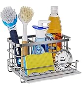 HapiRm Sponge Holder Kitchen Sink Caddy Organizer, Sponge Dish Brush Soap Dispenser Holder with D...
