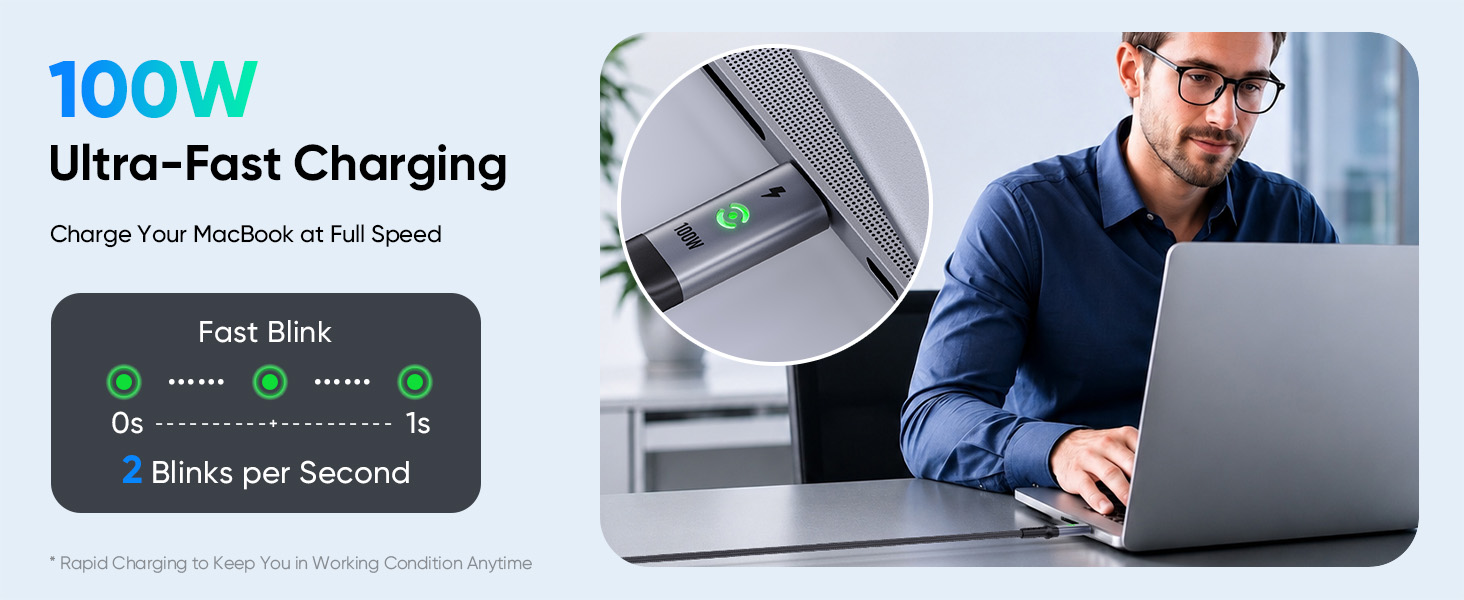 this usbc to usbc cable delivers 100W fast charging for MacBook.
