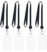 YOUOWO Lanyard Black Retractable Badge Reel with ID Badge Holder with Clip for Card Badges Holder...