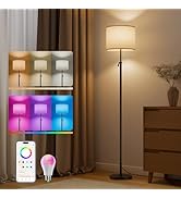 VARICART Smart Floor Lamp, Adjustable Height Standing Lamp with RGBCW Color Change Bulb, Compatib...