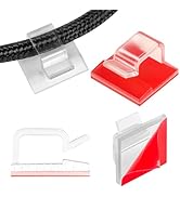 63pcs Clear Cable Management,Adhesive Cable Clips,Cord Organizer Inner Diameter 032" X0.2",Cord C...