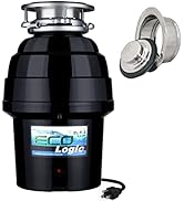 Eco Logic EL-9-DS-PC 9 Deluxe Designer Series Food Waste Disposer (3-Bolt) with Polished Chrome S...