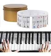 Musiin Piano Keyboard Stickers, 88 Full-Size Piano Rake Key Labels Removable for Music Learners B...