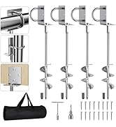 Multi-Purpose Ground Anchors Screw in, 18” Fully Welded Heavy Duty Trampoline Stakes with Bracket...
