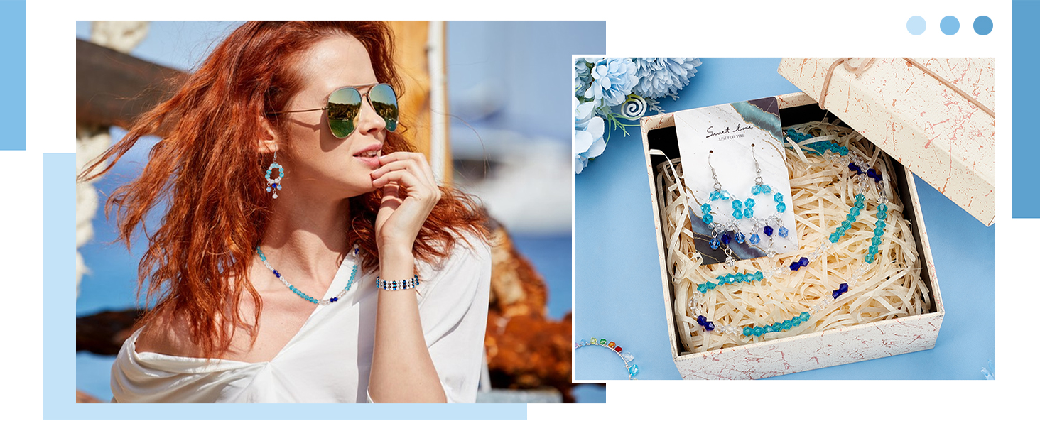 Split image showing outdoor sunny scene and abstract artwork with blue and beige tones.