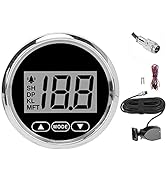 Depth Gauge,52mm/2in Marine Depth Gauge Rang 100m/110yd White Backlight Waterproof for Yachts Fis...