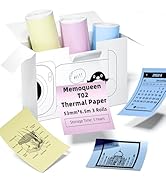 Memoqueen T02 Non-Adhesive Color Thermal Paper Printer, Pink/Yellow/Blue Thermal Paper Compatible...