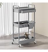 3-Tier Rolling Utility Cart-Grey