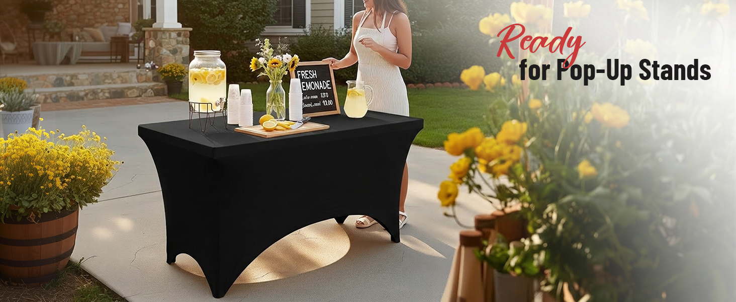 5ft spandex table cover, 5ft fitted table cloth rectangle tablecover, black fitted tablecloth 5ft