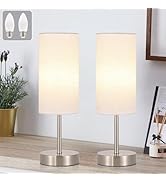 RISLG 2 Pack Small Table Lamp for Bedroom, Bedside Lamp for Nightstand, Minimalist Modern Desk La...
