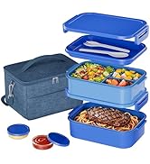 DaCool Adults Lunchbox Bento Box with Thermo Bag- 74 OZ All-in-One Stackable Lunch Box for Adults...