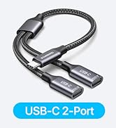 KiwiBird USB C Splitter 1 in 2 Out Charging, USBC Power Data Splitter Extension Y Cable, Type C M...