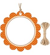 G2PLUS 50PCS Orange Scalloped Gift Tags, 2.5in Round Scalloped Gift Tags with String, Large Blank...