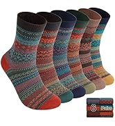 Luckit 6 Pairs Warm Wool Cotton Socks for Men and Women, Winter Nordic Cabin Socks Men, Unisex Kn...