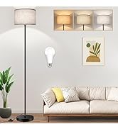 TOBUSA Floor Lamp for Living Room Bedroom with 3CCT LED Bulb, Modern Standing Lamp Drum Shade, 65...