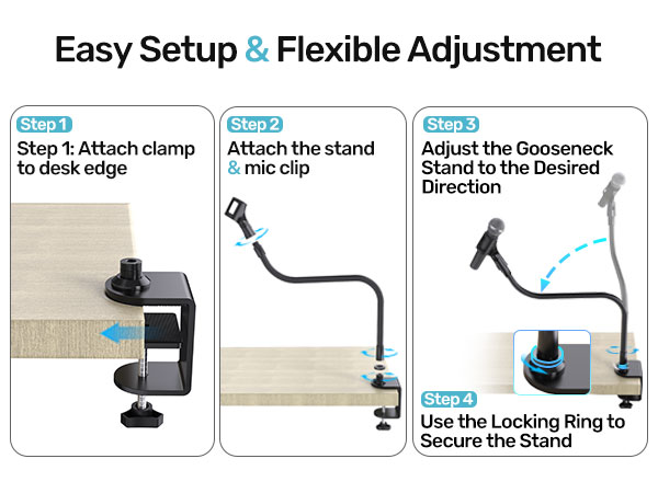 gooseneck microphone stand with clamp