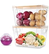 3 Set Pantry Organizers and Storage Containers with Onion Saver for Potato Onion Storage, Clear K...