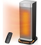 Space Heaters for Indoor Use, 1500W Electric Heater with Thermostat, 70° Oscillation, Remote Cont...