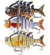 AJHMGJGO 3Pcs Multi Jointed Glide Bait for Bass Fishing,Freshwater Saltwater Panfish Bluegill Swi...