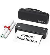 Gloryang 300DPI Portable Printer Wireless for Travel, Inkless Small Bluetooth Printers for Home U...