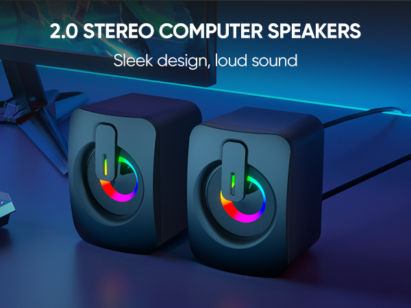 2.0 stereo computer speakers