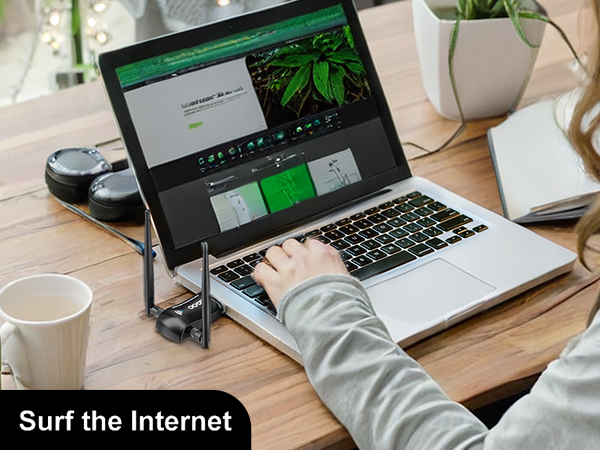 WiFi Adapter for Desktop PC Wireless 1300Mbps USB Network Dongle with 5dBi High Gain Dual Antennas