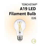 TORCHSTAR 6-Pack A19 LED Filament Light Bulbs Dimmable, 7W 800LM, 2700K | 60W Equivalent, E26 Bas...