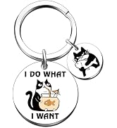 Cat Keychain Funny Cat Gifts Cats Themed Gifts Cats Lover Gift for Women Men Kitty Cat’s Stuff fo...