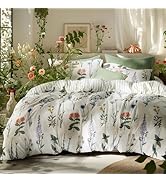 Bedsure Floral Queen Comforter Set – 3-Piece Reversible Bedding Set, Coquette Aesthetic Coconut W...