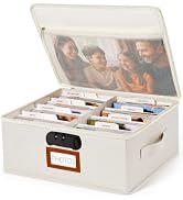 HULISEN Photo Storage Box with Lock, Photo Organizer for 2000+ 4x6 Pictures | Linen Picture Stora...