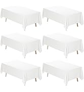 Fixwal 6 Pack White Table Cloth Rectangle, 60 x 102 Inch Polyester Fabric Tablecloths Rectangular...