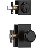 Black Door Knobs Interior with Deadbolt, Keyed Entry Pismo Doorknobs, Heavy Duty Exterior Door Lo...