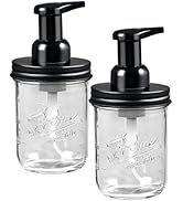 SheeChung Mason Jar Foaming Soap Dispenser, Glass Foaming Hand Soap Dispensers, Stainless Steel L...
