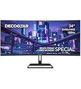Deco Gear 34” Ultrawide Curved Monitor | 3440x1440 VA Display | 180Hz, 1ms MPRT, Adaptive Sync | ...