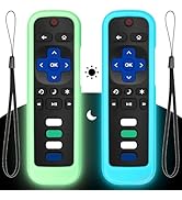 (2PC) Cover-Case-for-Roku-Remote, Glow-in-The-Dark Silicone Protective Sleeve Skin for Roku TV/St...