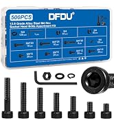 DFDU 500Pcs M4 Screw Hex Socket Head Cap Bolt Kit 6-30mm 12.9 Alloy Steel | Black Zinc Plated Met...
